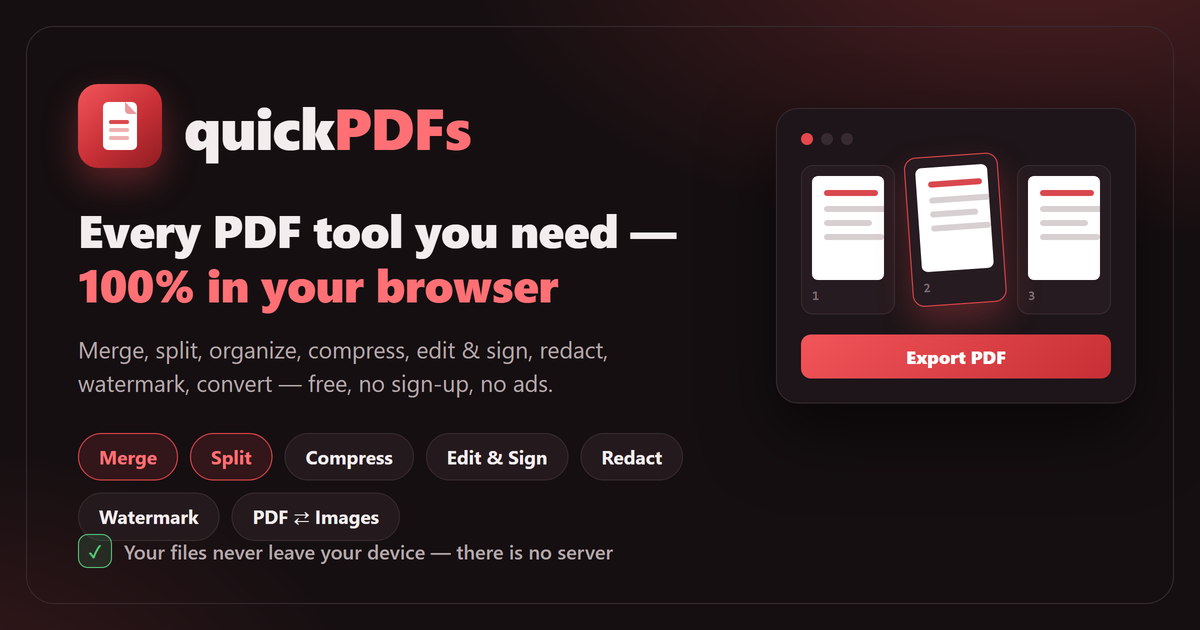 quickPDFs — Abdeali Stationwala's on-device PDF toolkit
